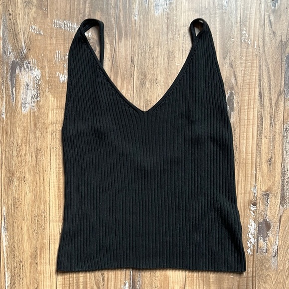 St. Agni Tops - St. Agni Black 100% Bamboo Knit Crop Tank